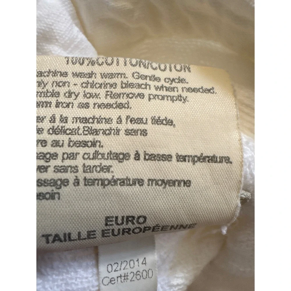 Pottery Barn White Floral Quilted Full Queen Quilt Set 2 Euro 2 Standard Shams